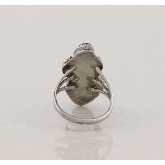 Sterling Silver Natural Onyx Leaf Design Ring Size 7 1/4 - Picture 6 of 6